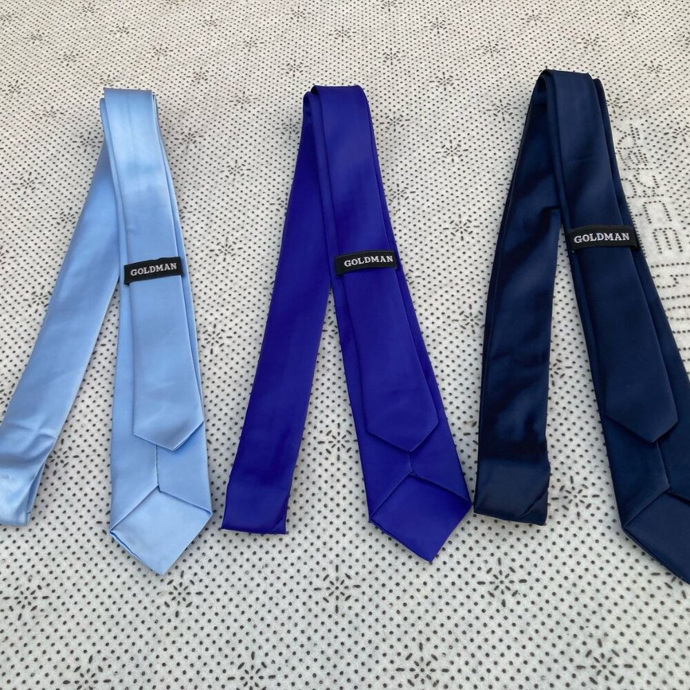 Lot of 3 Skinny Men Ties Neckties Men Fashion Ties Navy, Blue and Sky Blue - Picture 3 of 7